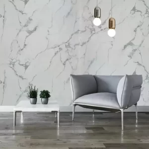 Placa PVC símil mármol blanco vetas grises