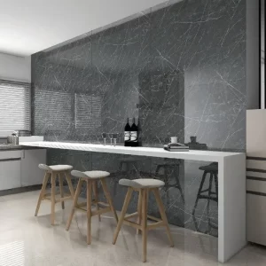 Placa PVC símil mármol gris oscuro vetas blancas